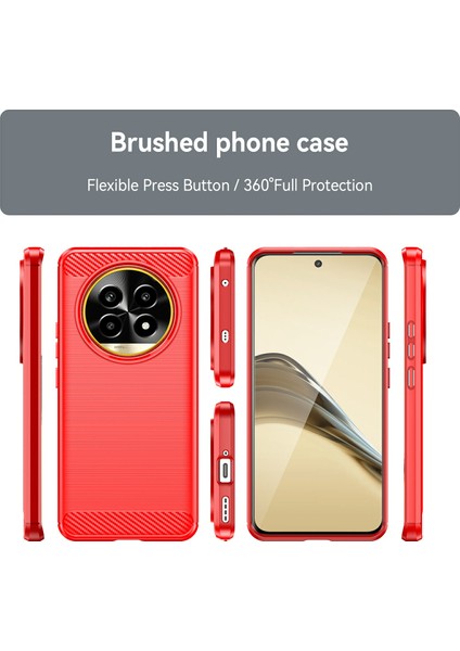 Realme 13 Pro 5g(Global)/13 Pro+5g(Global)Kılıf Karbon Fiber Doku Tpu Fırçalanmış Telefon Kılıfı-Kırmızı (Yurt Dışından)