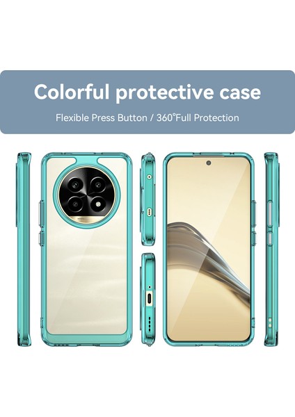 Realme 13 Pro 5g(Global)/13 Pro+5g(Global)Darbeye Dayanıklı Kılıf Tpu+Akrilik Koruyucu Şeffaf Telefon Kılıfı-Şeffaf Mavi (Yurt Dışından)