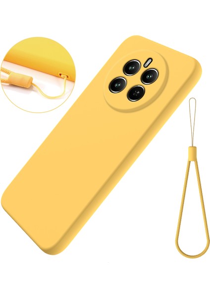 Realme 12 Pro 5g/12 Pro+5g Için Arka Kılıf Kayışlı Çizilmez Sıvı Silikon Telefon Kılıfı-Sarı (Yurt Dışından)