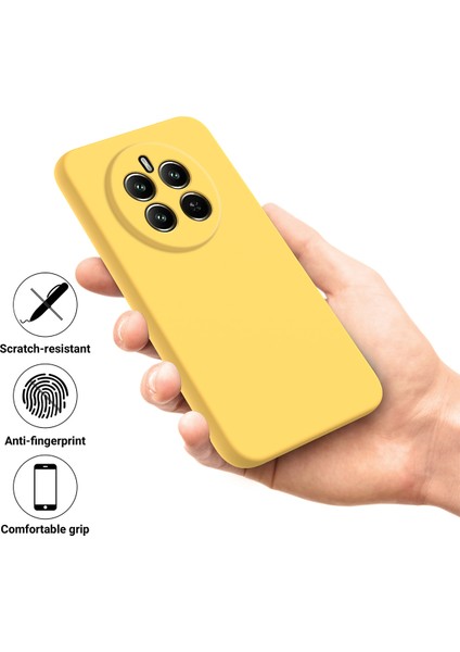 Realme 12 Pro 5g/12 Pro+5g Için Arka Kılıf Kayışlı Çizilmez Sıvı Silikon Telefon Kılıfı-Sarı (Yurt Dışından)