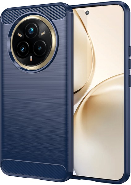 Realme 14 Pro+5g Kılıf Koruyucu Telefon Kılıfı Karbon Fiber Doku Fırçalanmış-Mavi (Yurt Dışından)