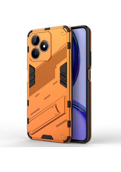 Realme C53(GLOBAL)/C53(HINDISTAN)/C51 Kickstand Arka Kılıf Pc+Tpu Darbeye Dayanıklı Telefon Kılıfı-Turuncu (Yurt Dışından)