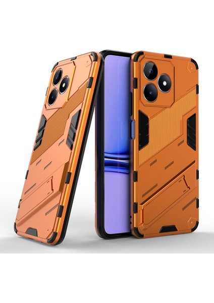 Realme C53(GLOBAL)/C53(HINDISTAN)/C51 Kickstand Arka Kılıf Pc+Tpu Darbeye Dayanıklı Telefon Kılıfı-Turuncu (Yurt Dışından) fiyatları