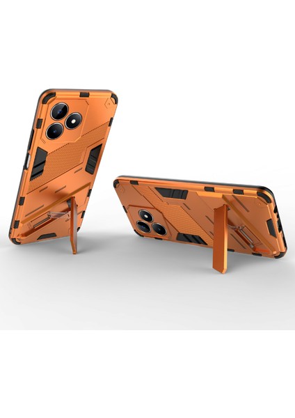 Realme C53(GLOBAL)/C53(HINDISTAN)/C51 Kickstand Arka Kılıf Pc+Tpu Darbeye Dayanıklı Telefon Kılıfı-Turuncu (Yurt Dışından) modelleri