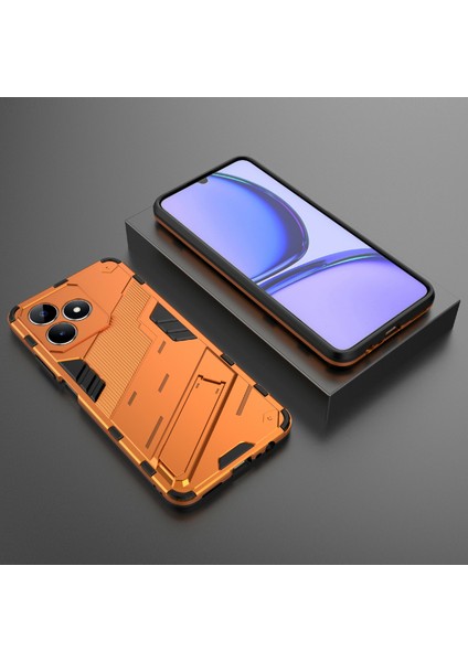 Realme C53(GLOBAL)/C53(HINDISTAN)/C51 Kickstand Arka Kılıf Pc+Tpu Darbeye Dayanıklı Telefon Kılıfı-Turuncu (Yurt Dışından) indirimleri