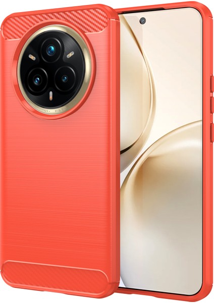 Realme 14 Pro+5g Kılıf Koruyucu Telefon Kılıfı Karbon Fiber Doku Fırçalanmış-Kırmızı (Yurt Dışından)