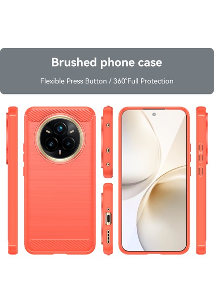 Realme 14 Pro+5g Kılıf Koruyucu Telefon Kılıfı Karbon Fiber Doku Fırçalanmış-Kırmızı (Yurt Dışından) modelleri