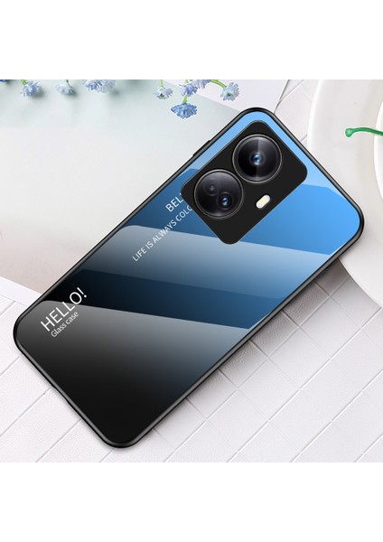 Realme 10 Pro+5g Degrade Renk Çizilmeye Dayanıklı Telefon Kılıfı Temperli Cam Sert Pc Yumuşak Tpu Telefon Kılıfı-Degrade Mavi Siyah (Yurt Dışından) indirimleri