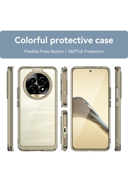 Realme 13 Pro 5g(Global)/13 Pro+5g(Global)Darbeye Dayanıklı Kılıf Tpu+Akrilik Koruyucu Şeffaf Telefon Kılıfı-Şeffaf Gri (Yurt Dışından)