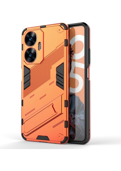 Realme C55 4g Kickstand Telefon Kılıfı Çizilmez Pc+Tpu Koruyucu Kılıf-Turuncu (Yurt Dışından)