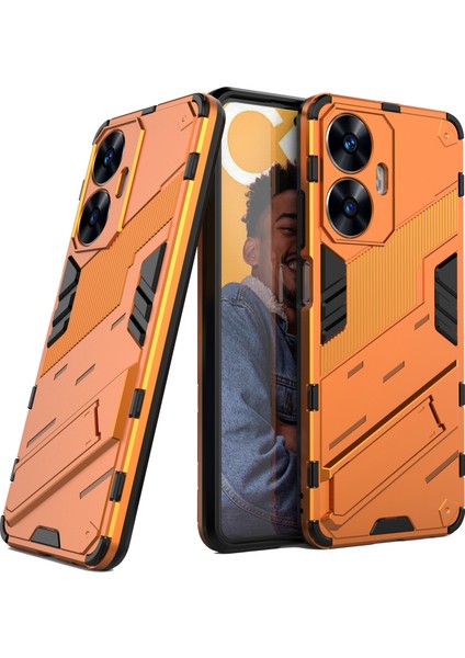 Realme C55 4g Kickstand Telefon Kılıfı Çizilmez Pc+Tpu Koruyucu Kılıf-Turuncu (Yurt Dışından) indirimleri