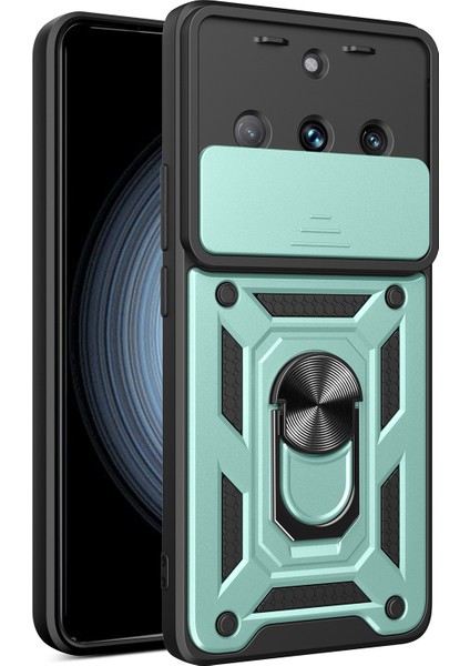 Realme 11 Pro 5g/11 Pro+5g,pc+Tpu Halkalı Kickstand Kılıfı-Yeşil Için Slayt Lens Korumalı Telefon Kılıfı (Yurt Dışından)