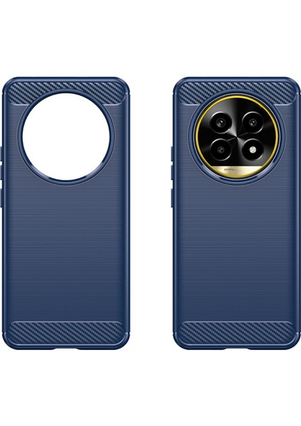 Realme 13 Pro 5g(Global)/13 Pro+5g(Global)Kılıf Karbon Fiber Doku Tpu Fırçalanmış Telefon Kılıfı-Mavi (Yurt Dışından)