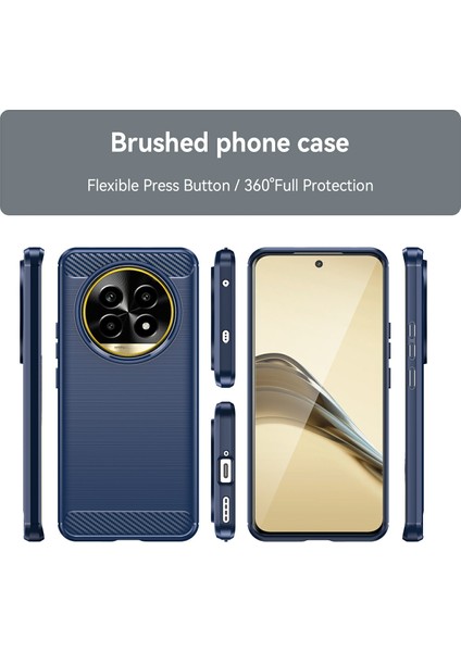 Realme 13 Pro 5g(Global)/13 Pro+5g(Global)Kılıf Karbon Fiber Doku Tpu Fırçalanmış Telefon Kılıfı-Mavi (Yurt Dışından)