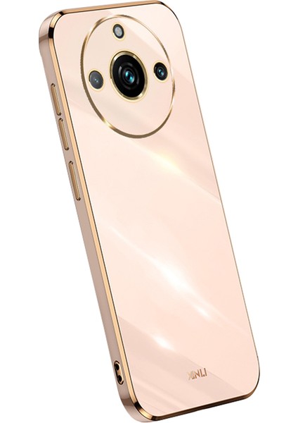 Xınlı Realme 11 Pro+5g/11 Pro 5g Tpu Telefon Kılıfı Elektrokaplama Altın Kenarlı Düşmeye Dayanıklı Kapak-Pembe (Yurt Dışından)