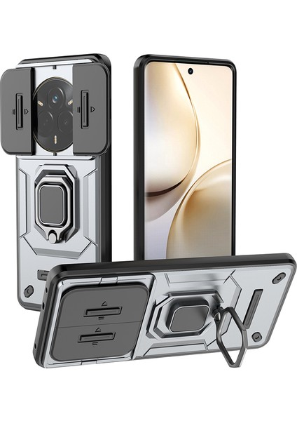 Realme 14 Pro 5g Kılıf Pc+Tpu Kickstand Telefon Koruyucu Lens Kapağı Ile-Gri (Yurt Dışından)