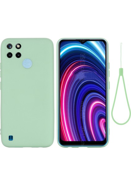 Realme C21Y (Küresel Sürüm) Için Kayışlı Yumuşak Sıvı Silikon Ince Koruyucu Darbeye Dayanıklı Kılıf-Yeşil (Yurt Dışından)