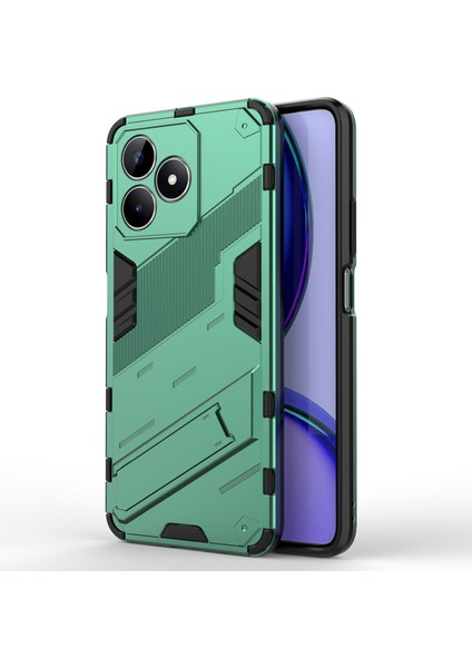 Realme C53(GLOBAL)/C53(HINDISTAN)/C51 Kickstand Arka Kılıf Pc+Tpu Darbeye Dayanıklı Telefon Kılıfı-Yeşil (Yurt Dışından)