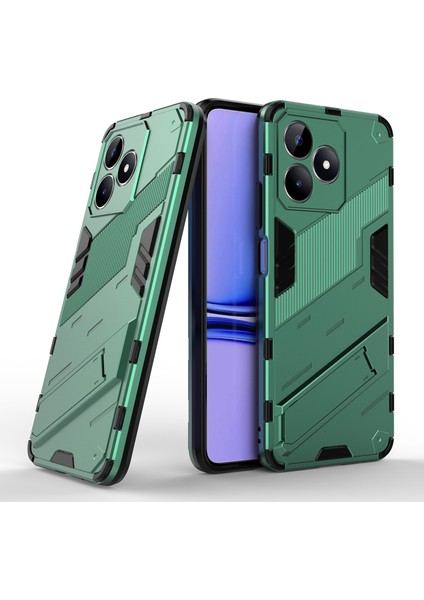 Realme C53(GLOBAL)/C53(HINDISTAN)/C51 Kickstand Arka Kılıf Pc+Tpu Darbeye Dayanıklı Telefon Kılıfı-Yeşil (Yurt Dışından) fiyatları