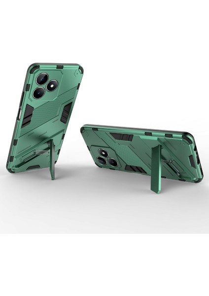 Realme C53(GLOBAL)/C53(HINDISTAN)/C51 Kickstand Arka Kılıf Pc+Tpu Darbeye Dayanıklı Telefon Kılıfı-Yeşil (Yurt Dışından) modelleri