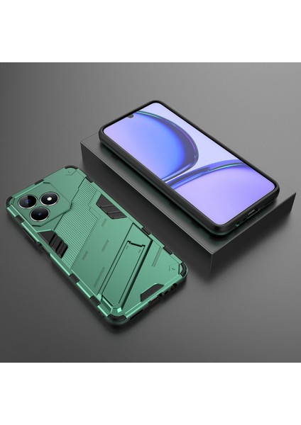 Realme C53(GLOBAL)/C53(HINDISTAN)/C51 Kickstand Arka Kılıf Pc+Tpu Darbeye Dayanıklı Telefon Kılıfı-Yeşil (Yurt Dışından) indirimleri