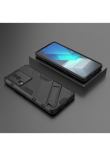 Vivo Iqoo Neo7 5g Için Sert Pc Yumuşak Tpu Kılıf Koruyucu Kılıf Kickstand Cep Telefonu Kılıfı-Siyah (Yurt Dışından)