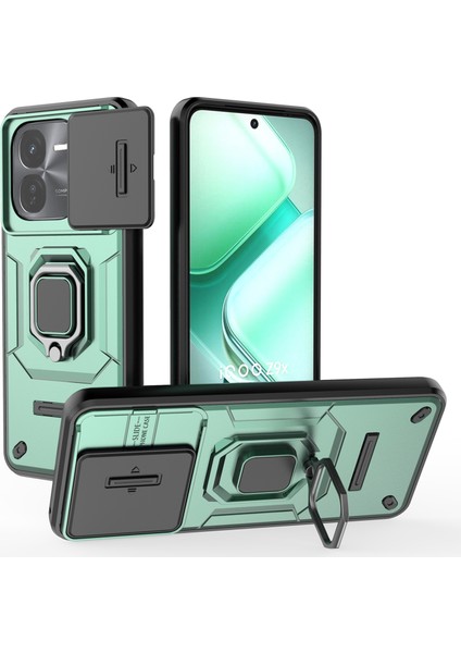 Vivo Iqoo Z9X 5g Telefon Kılıfları Pc+Tpu Destek Standı Kapağı Lens Kapağı-Yeşil (Yurt Dışından)