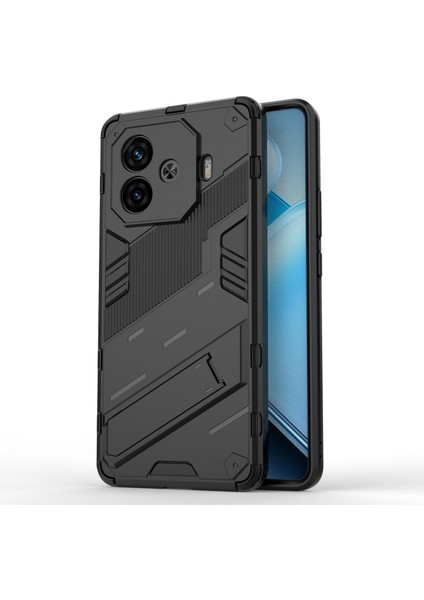 Vivo Iqoo Z9 Turbo 5g Kılıf Pc+Tpu Darbeye Dayanıklı Çizilmez Telefon Kılıfı Kickstand Ile-Siyah (Yurt Dışından)
