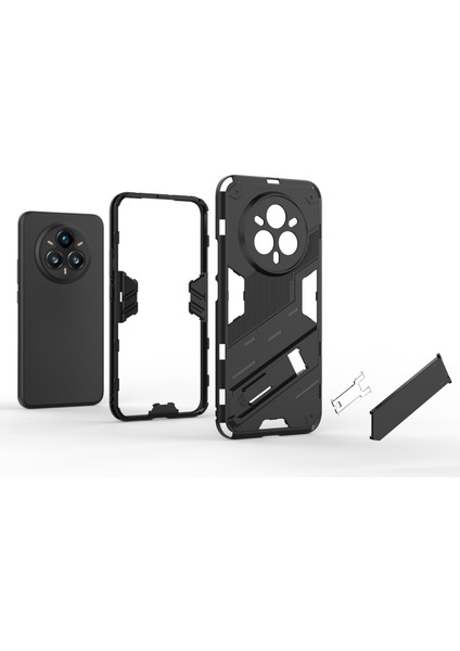 Realme 14 Pro+5g Kılıf Pc+Tpu Darbeye Dayanıklı Telefon Kılıfı Kickstand Ile-Gri (Yurt Dışından)