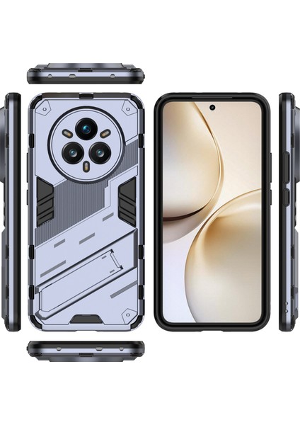 Realme 14 Pro+5g Kılıf Pc+Tpu Darbeye Dayanıklı Telefon Kılıfı Kickstand Ile-Gri (Yurt Dışından)