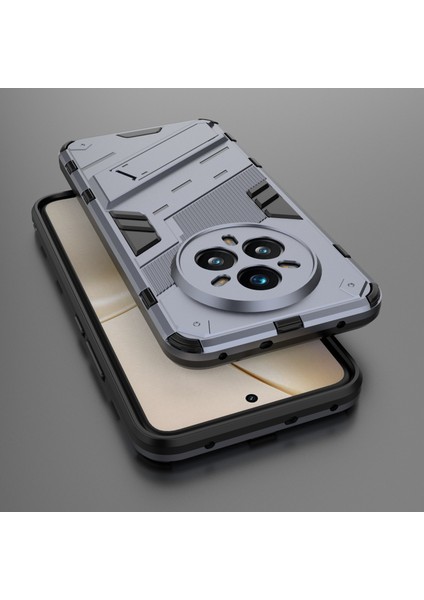 Realme 14 Pro+5g Kılıf Pc+Tpu Darbeye Dayanıklı Telefon Kılıfı Kickstand Ile-Gri (Yurt Dışından)