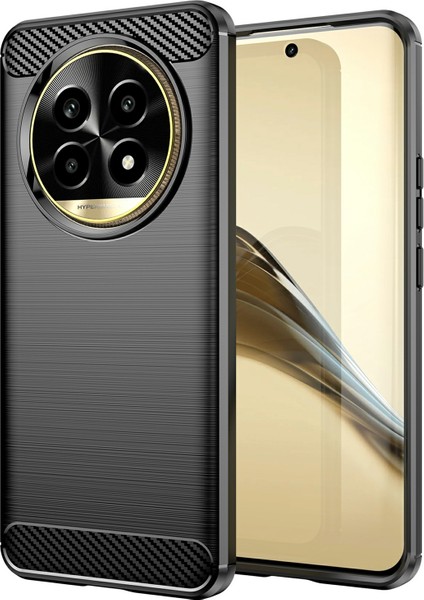 Realme 13 Pro 5g(Global)/13 Pro+5g(Global)Kılıf Karbon Fiber Doku Tpu Fırçalanmış Telefon Kılıfı-Siyah (Yurt Dışından)