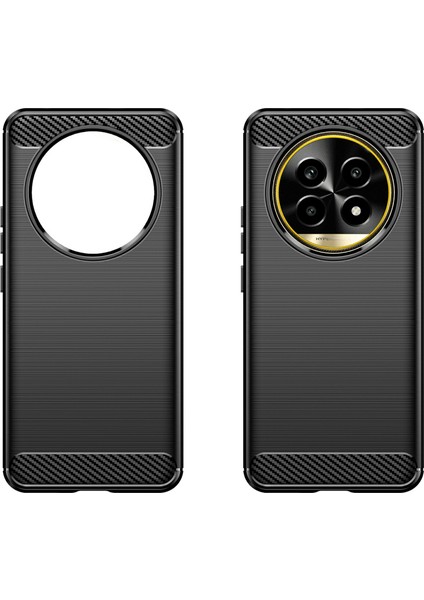 Realme 13 Pro 5g(Global)/13 Pro+5g(Global)Kılıf Karbon Fiber Doku Tpu Fırçalanmış Telefon Kılıfı-Siyah (Yurt Dışından)