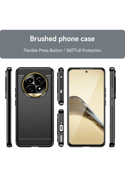Realme 13 Pro 5g(Global)/13 Pro+5g(Global)Kılıf Karbon Fiber Doku Tpu Fırçalanmış Telefon Kılıfı-Siyah (Yurt Dışından)