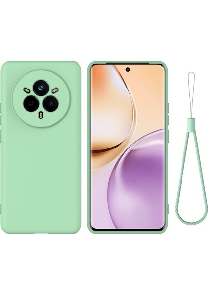 Realme 14 Pro 5g Sıvı Silikon Kılıf Telefon Arka Kapağı El Kayışı Ile-Yeşil (Yurt Dışından)