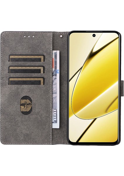 Realme 11 5G(GLOBAL)/11X 5g Deri Kılıf Rfıd Engelleme Standı Manyetik Kapatma Telefon Kılıfı-Kahverengi (Yurt Dışından) modelleri