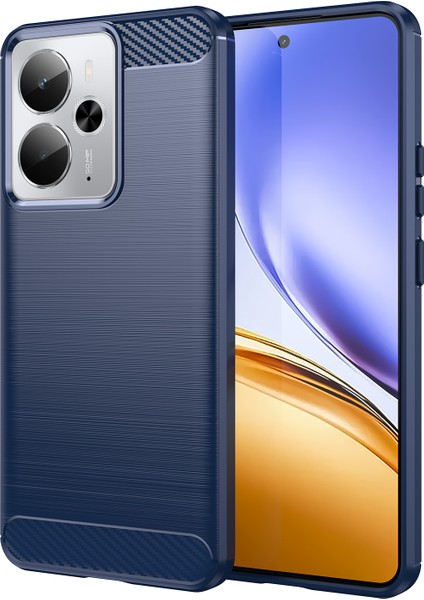 Realme 14T 5g/p3 5G/NEO7X 5g/14 5g Telefon Kılıfı Için Koruyucu Kılıf Karbon Fiber Doku Fırçalanmış-Mavi (Yurt Dışından)