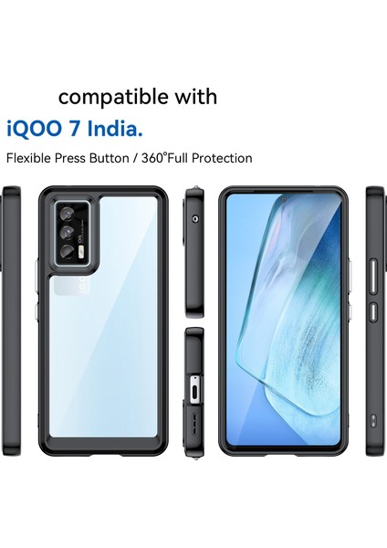 Vivo Iqoo 7(Hindistan)5g/iqoo Neo5 Aşınmaya Dayanıklı Düşmeye Karşı Şeffaf Arka Kılıf Hibrit Akrilik+Tpu Bağımsız Düğmeli Cep Telefonu Kılıfı-Siyah (Yurt Dışından) fiyatları
