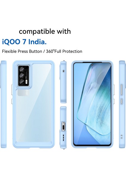 Vivo Iqoo 7(Hindistan)5g/iqoo Neo5 Aşınmaya Dayanıklı Düşmeye Karşı Şeffaf Arka Kılıf Hibrit Akrilik+Tpu Bağımsız Düğmeli Cep Telefonu Kılıfı-Bebek Mavisi (Yurt Dışından) fiyatları