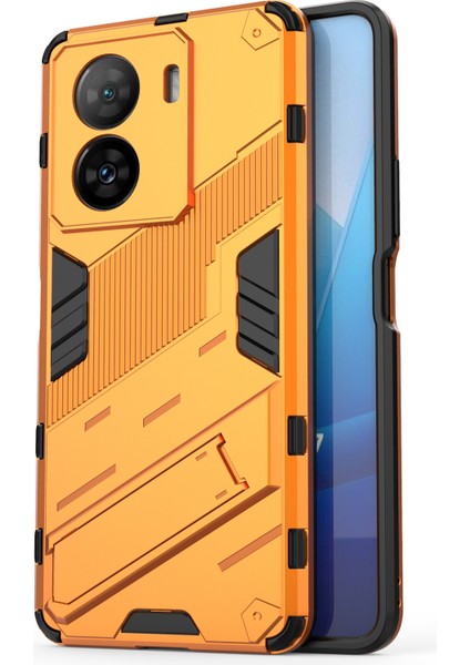 Vivo Iqoo Z7 5g Sert Pc Için Darbeye Dayanıklı Arka Kapak + Ayaklı Esnek Tpu Telefon Kılıfı - Turuncu (Yurt Dışından)