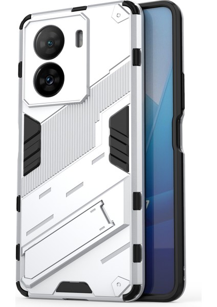 Vivo Iqoo Z7 5g Sert Pc Için Darbeye Dayanıklı Arka Kapak + Ayaklı Esnek Tpu Telefon Kılıfı - Beyaz (Yurt Dışından)