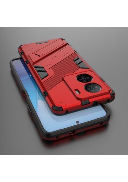 Vivo Iqoo Z7 5g Sert Pc Için Darbeye Dayanıklı Arka Kapak + Ayaklı Esnek Tpu Telefon Kılıfı - Kırmızı (Yurt Dışından) fırsatları