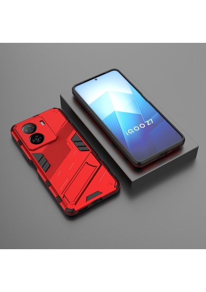 Vivo Iqoo Z7 5g Sert Pc Için Darbeye Dayanıklı Arka Kapak + Ayaklı Esnek Tpu Telefon Kılıfı - Kırmızı (Yurt Dışından) indirimleri