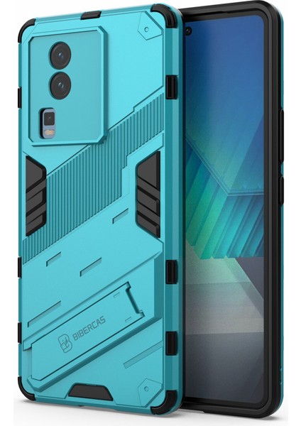 Vivo Iqoo Neo7 5g Için Sert Pc Yumuşak Tpu Kılıf Koruyucu Kılıf Kickstand Cep Telefonu Kılıfı-Bebek Mavisi (Yurt Dışından)