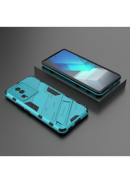 Vivo Iqoo Neo7 5g Için Sert Pc Yumuşak Tpu Kılıf Koruyucu Kılıf Kickstand Cep Telefonu Kılıfı-Bebek Mavisi (Yurt Dışından)