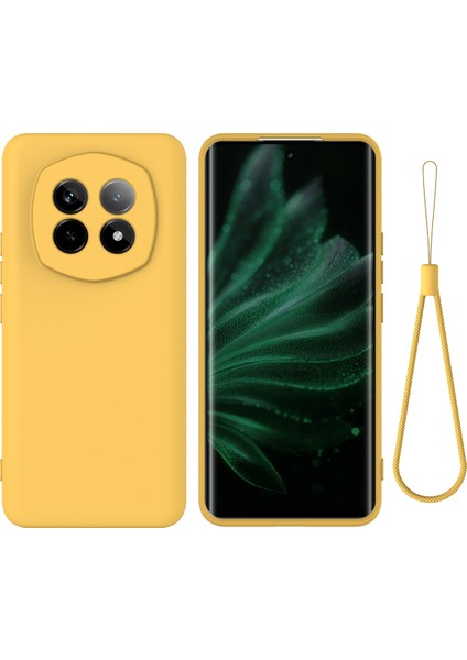 Realme P2 Pro 5g Kılıf Sıvı Silikon Telefon Arka Kapağı El Kayışı Ile-Sarı (Yurt Dışından)