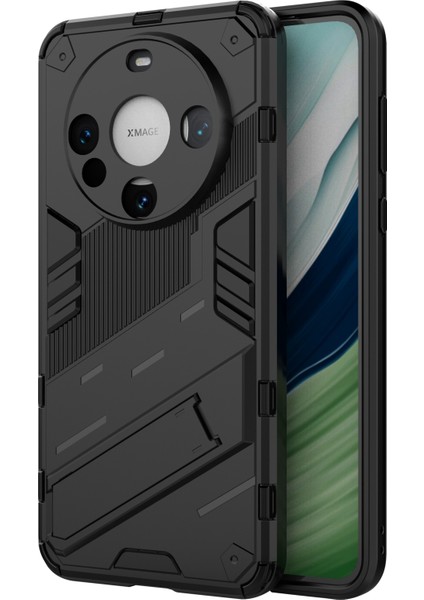 Huawei Mate 60 Kapak Pc+Tpu Darbeye Dayanıklı Telefon Kılıfı Kickstand Ile-Siyah (Yurt Dışından)