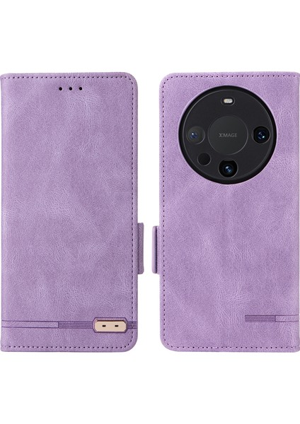 Huawei Mate 60 Pro Donanım Dekor Standı Telefon Kılıfı Pu Deri Cüzdan Kapağı-Mor (Yurt Dışından)