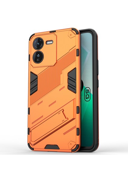 Vivo Iqoo Z9 5g Kickstand Kılıf Darbe Emici Pc+Tpu Telefon Kılıfı-Turuncu (Yurt Dışından)