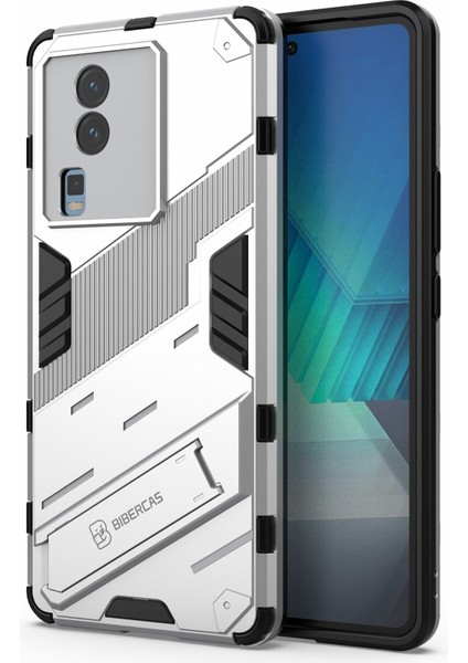 Vivo Iqoo Neo7 5g Için Sert Pc Yumuşak Tpu Kılıf Koruyucu Kılıf Kickstand Cep Telefonu Kılıfı-Beyaz (Yurt Dışından)